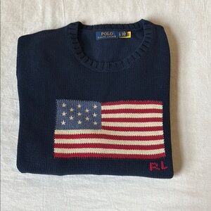 Iconic Ralph Lauren American flag sweater. Size L, Navy blue color. Men